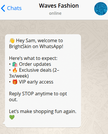 Optin Message on WhatsApp