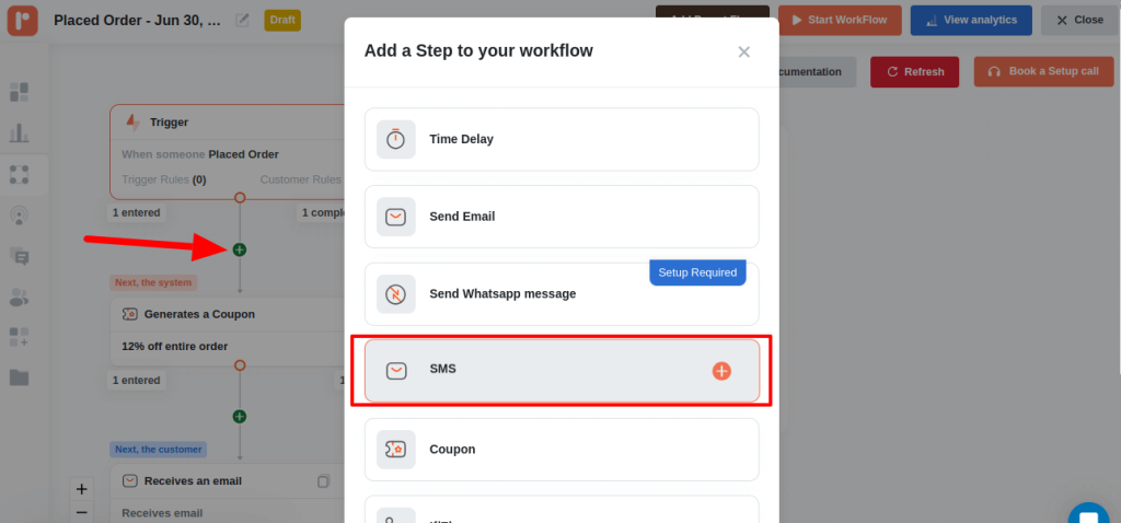 SMS block in Automation Workflow
