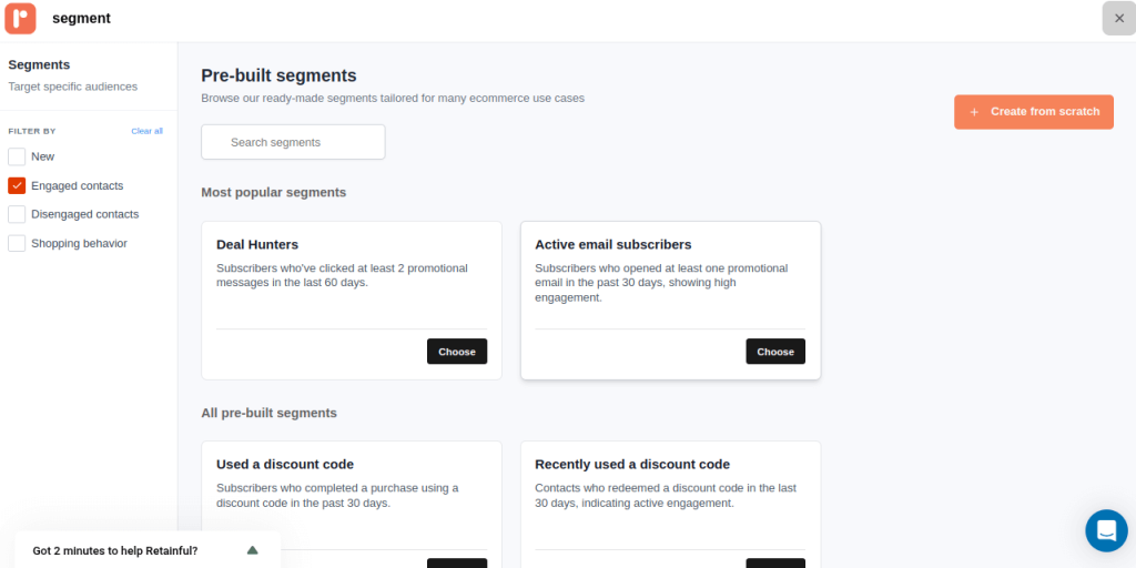 Segmentation Templates and Filters in Retainful