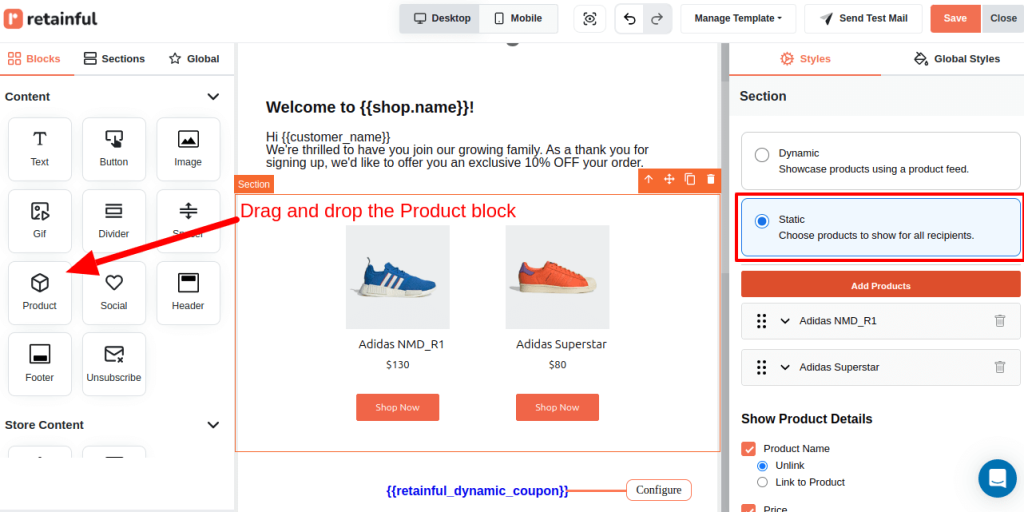 Static Product recommendation