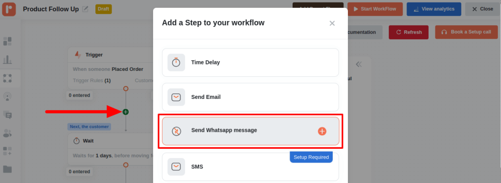 WhatsApp block in automation workflow