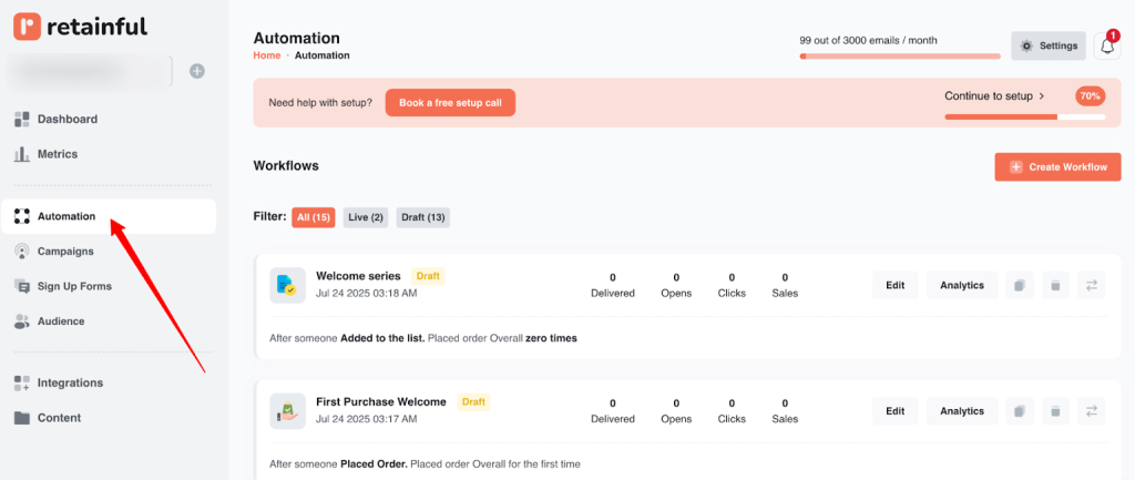 Automation in Retainful 
