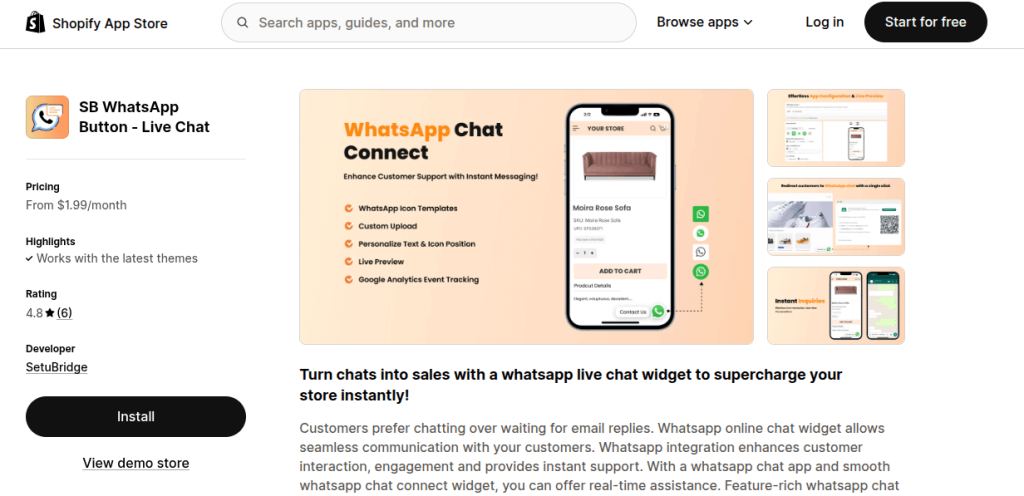 SB WhatsApp Button ‑ Live Chat