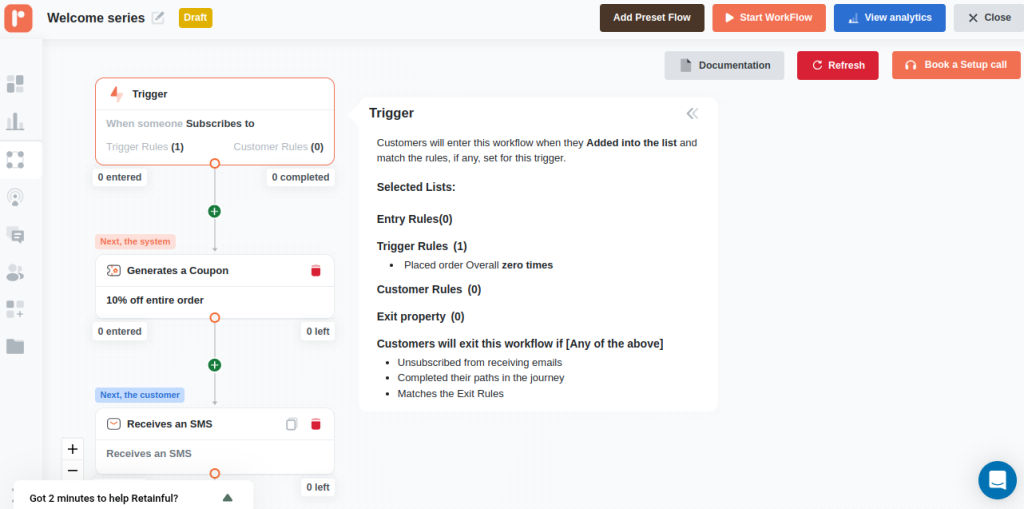 Welcome automation workflow to engage the sms leads 
