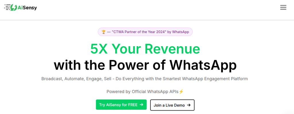 AI Sensy- Bulk WhatsApp marketing platform  
