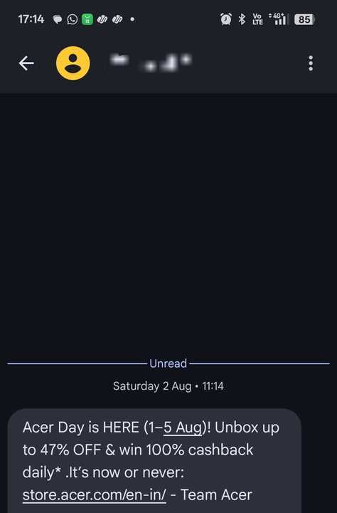 Acer sent their direct store link through their text message 
