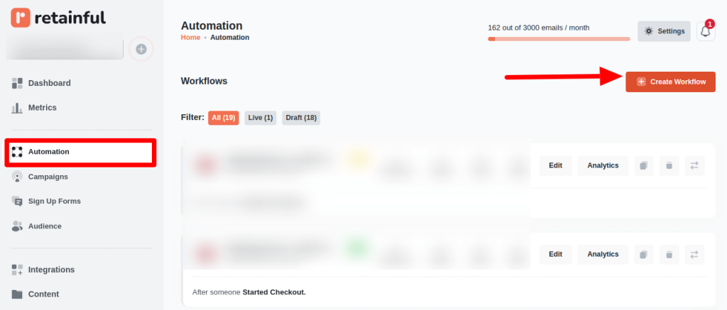 Automation workflow in Retainful