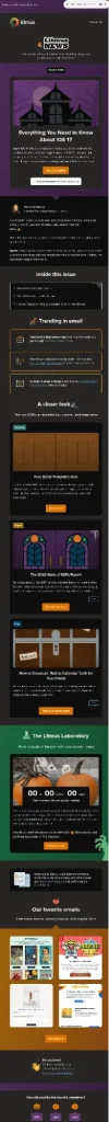 Multi-section Halloween email newsletter from Litmus