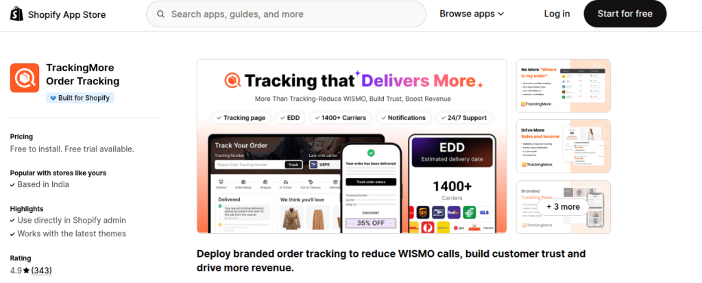 TrackingMore shipment delivery and order tracking software