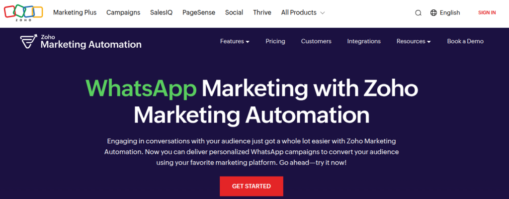 Zoho Marketing Automation WhatsApp Solution for a Complete Suite
