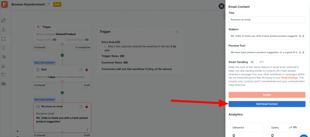Edit email content in Retainful 