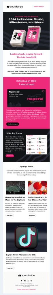 Soundstripe New year email campaign
