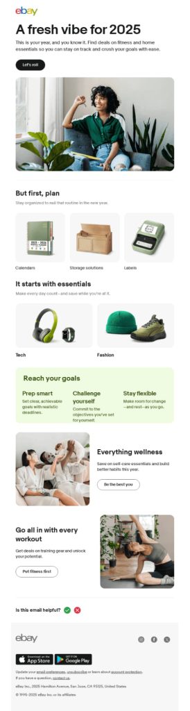 eBay New year  email campaign
