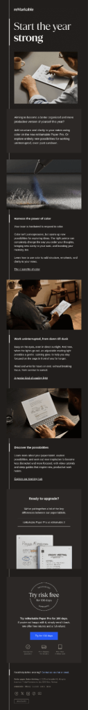 reMarkable New year email campaign
