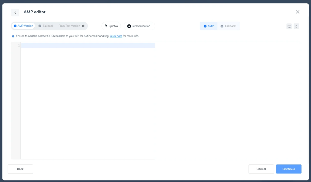 AMP editor in Mailercloud to create interactive emails