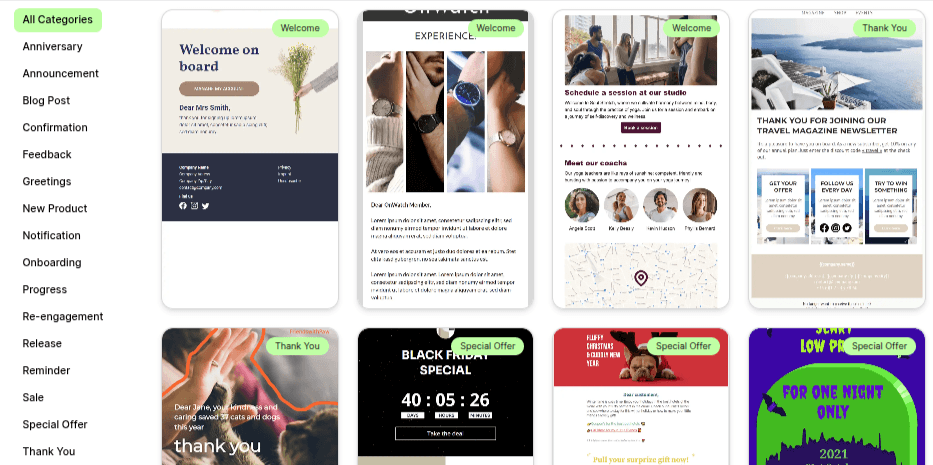 Brevo’s email template gallery