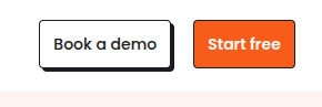 The 'Start free' orange button transitions from having a shadow to a flat design upon hover, providing tactile feedback to the user